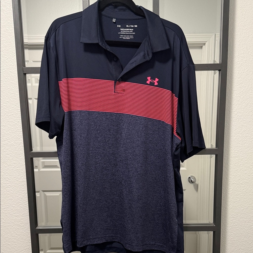 Under Armour Men's Polo in Navy and Pink